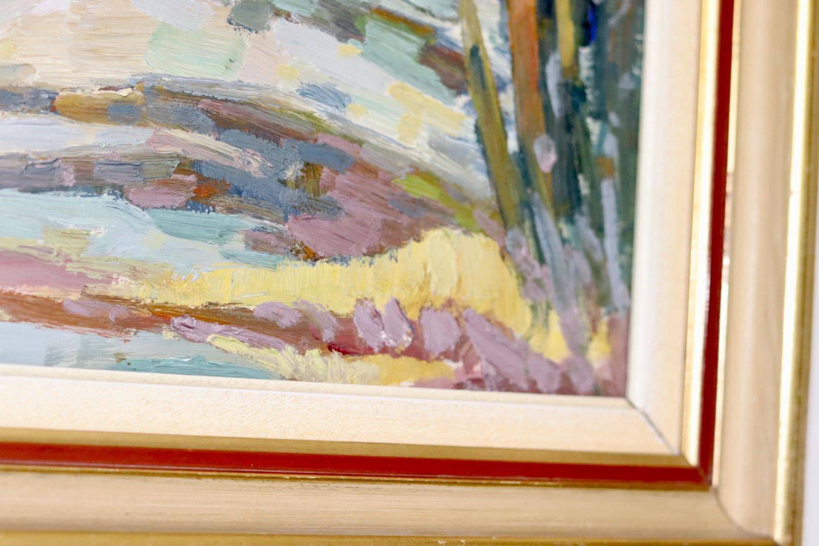 Oil painting on Swedish panel from the mid-century "Forest Landscape" - Vintage and framed