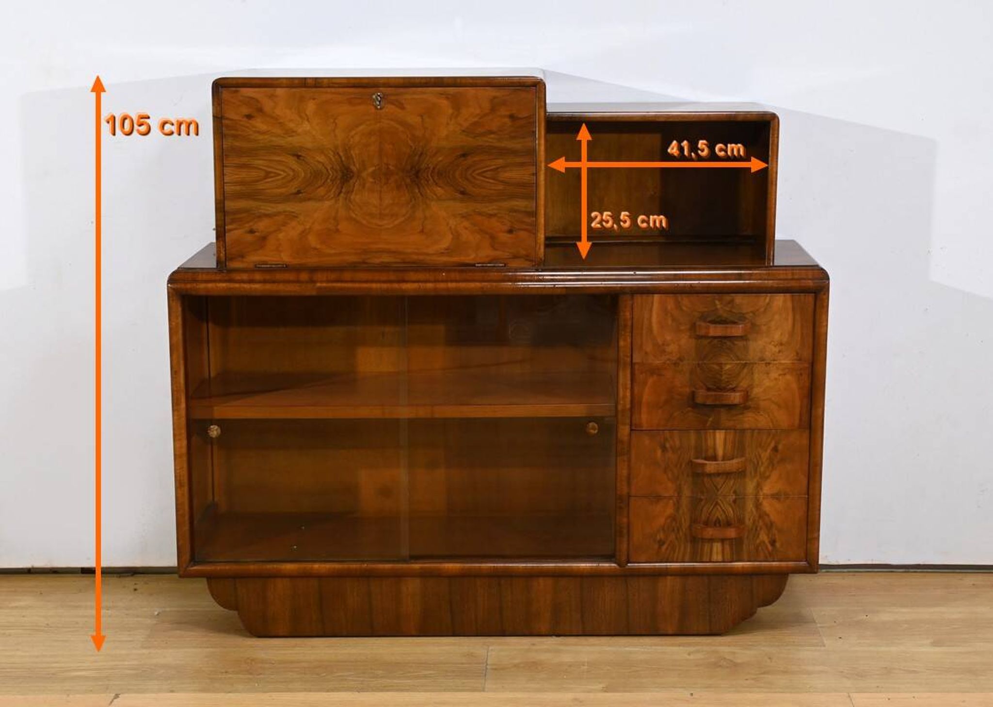 Meuble Vitré Rurka en Ronce de Noyer, Art Déco – 1940