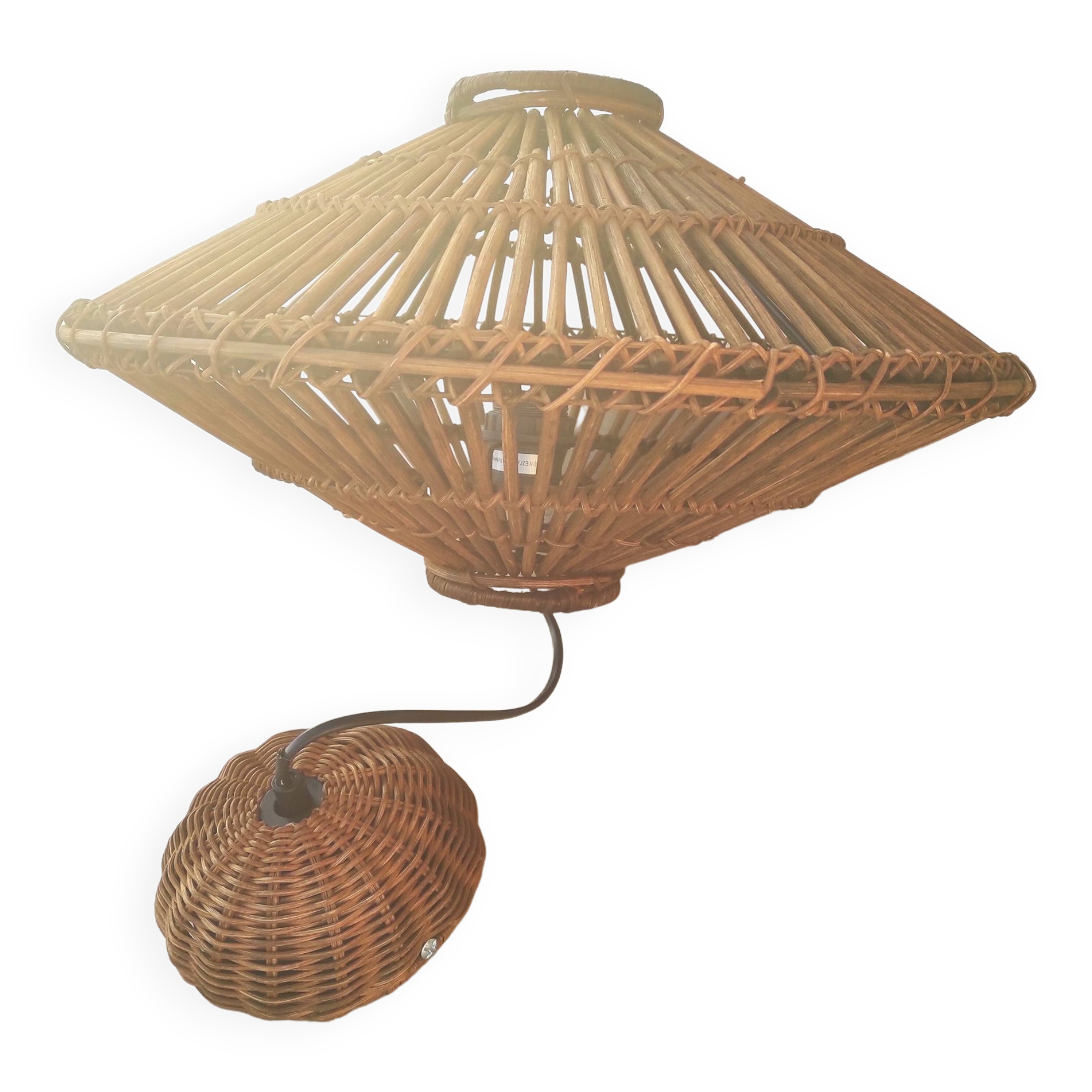 Vintage rattan pendant light with a diameter of 45cm