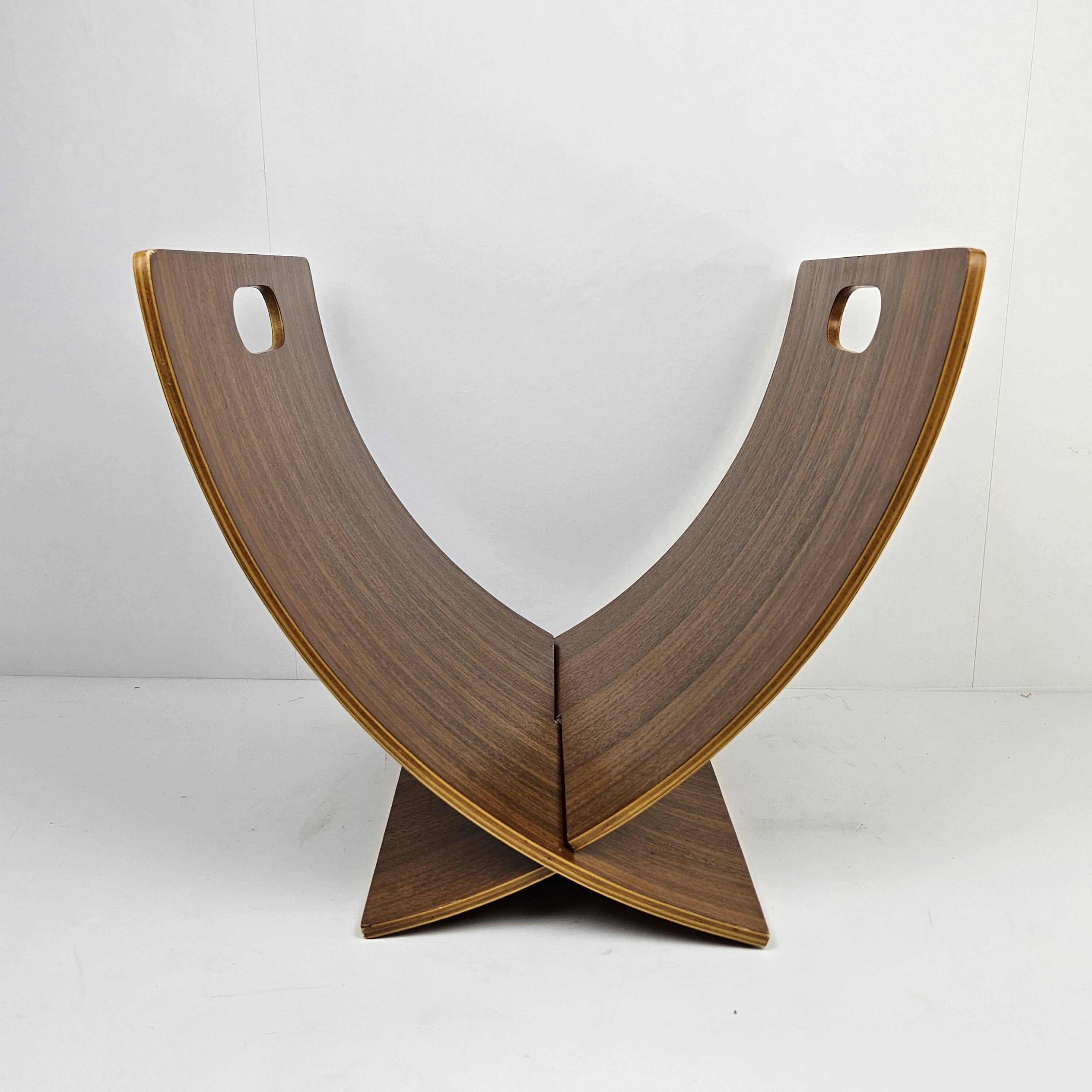 Scandinavian Magazine Rack in Teak Veneered Plywood, 1970's