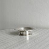 Antique shell butter dish in shiny silver metal