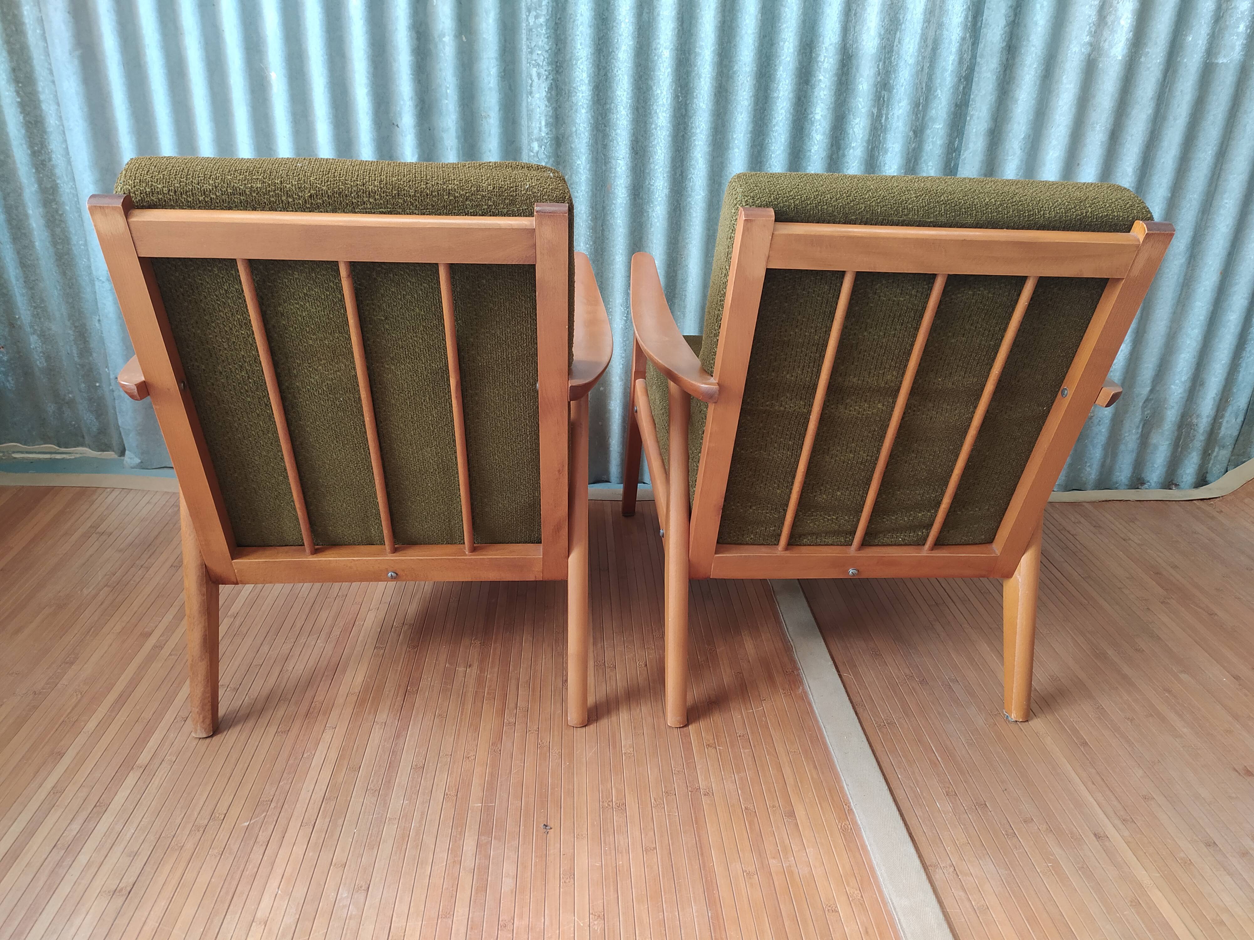 Pair of Scandinavian armchairs compass feet
