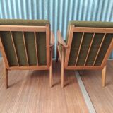 Pair of Scandinavian armchairs compass feet