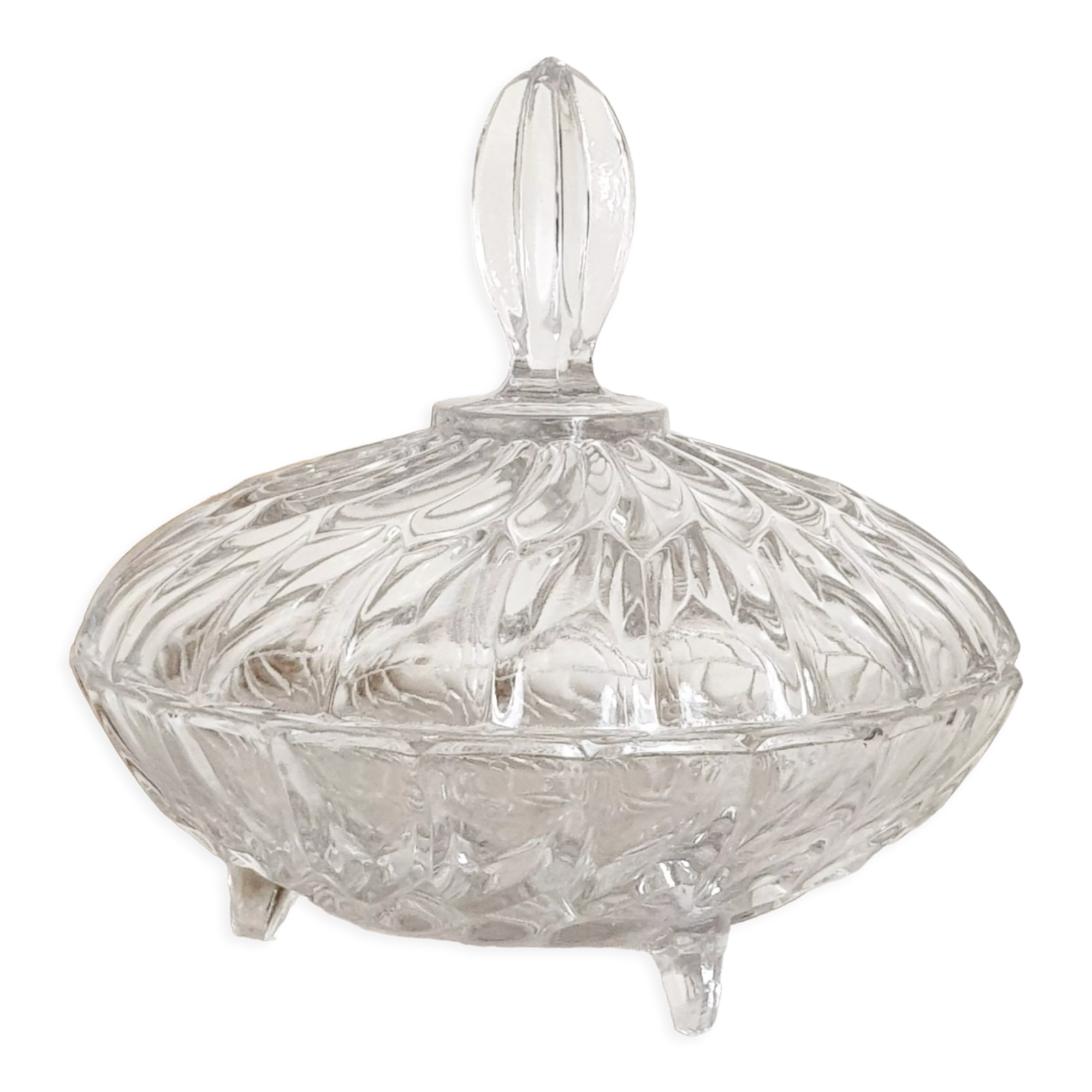 Chiseled glass candy box