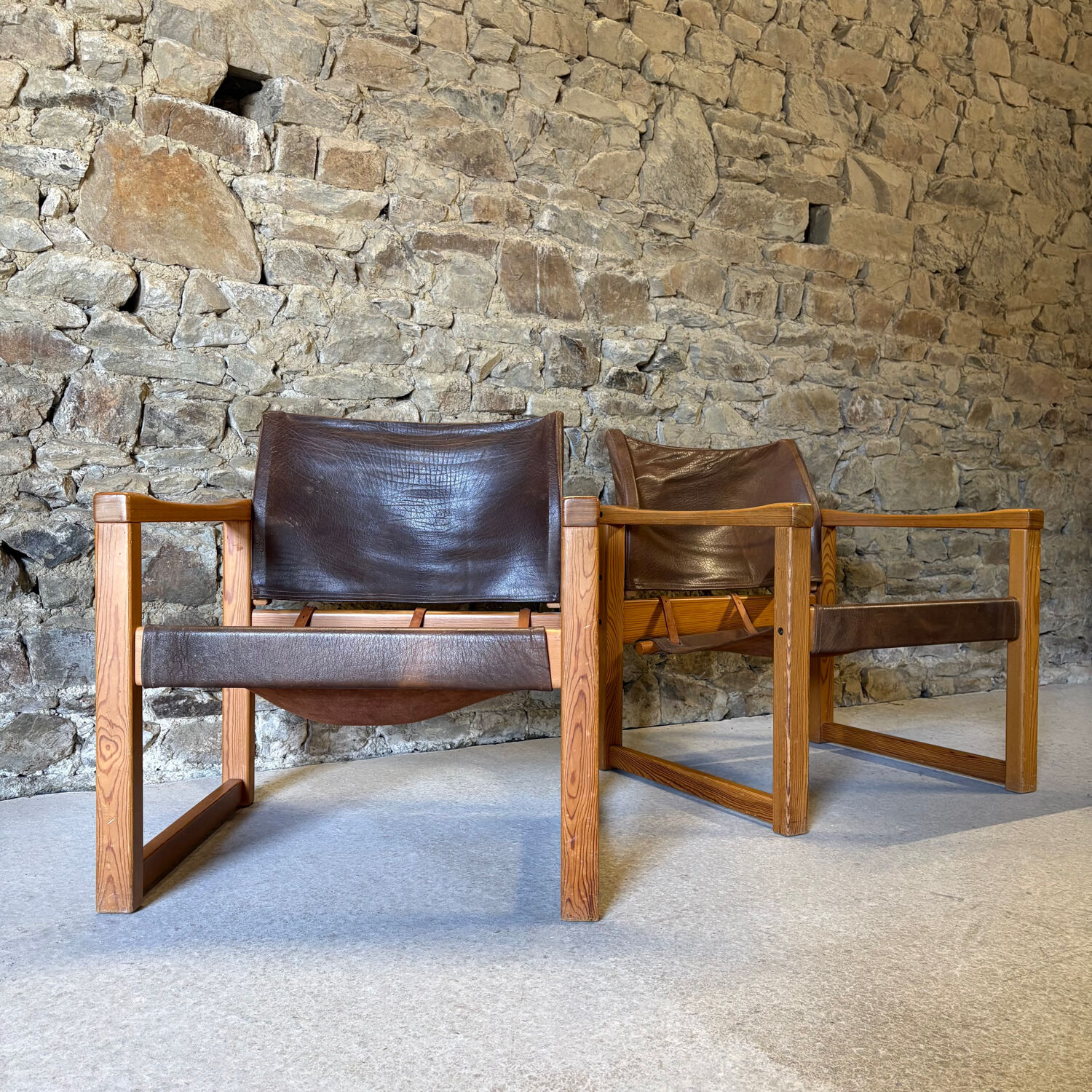 2 leather chairs Diana by Karin Mobring for IKEA, 1970