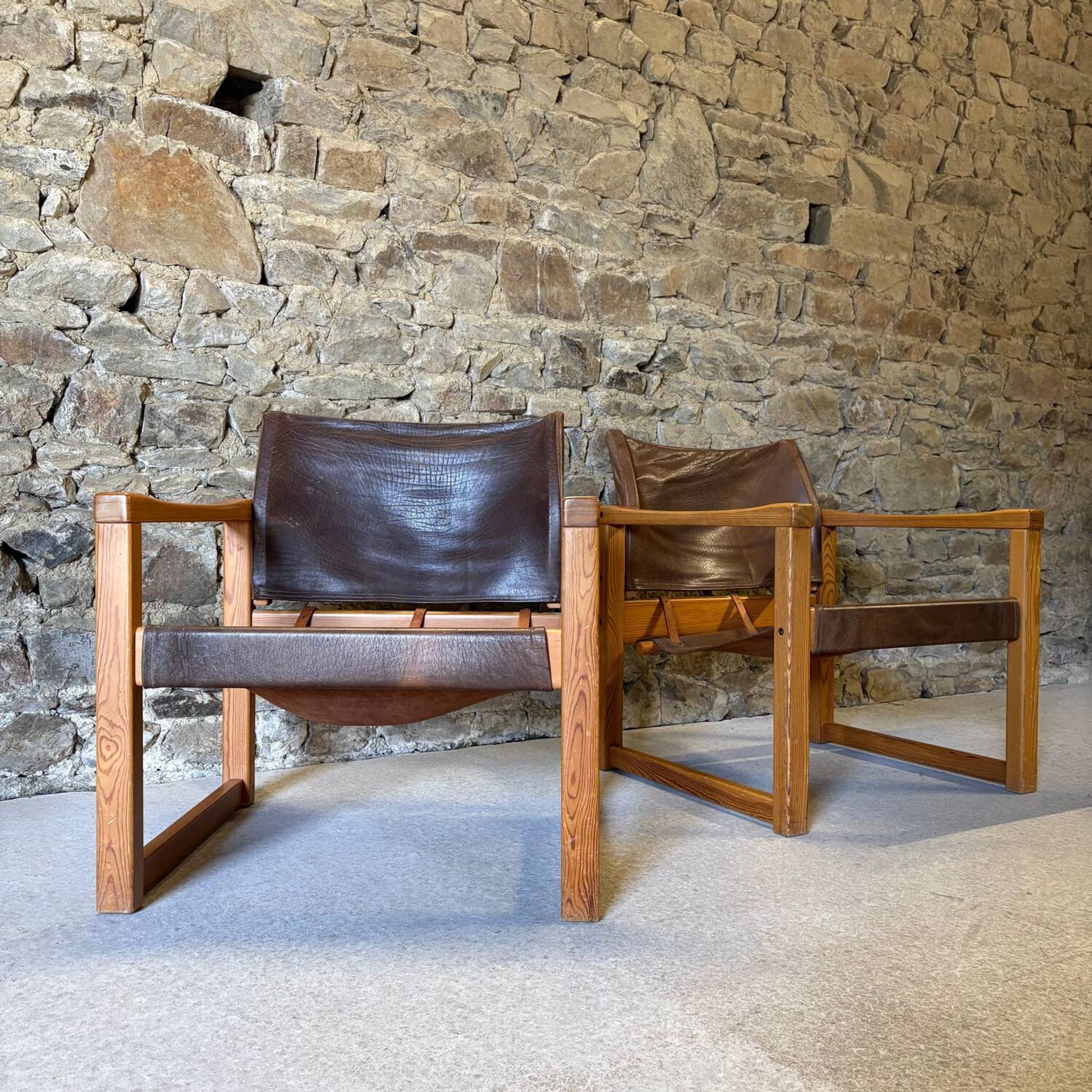 2 leather chairs Diana by Karin Mobring for IKEA, 1970