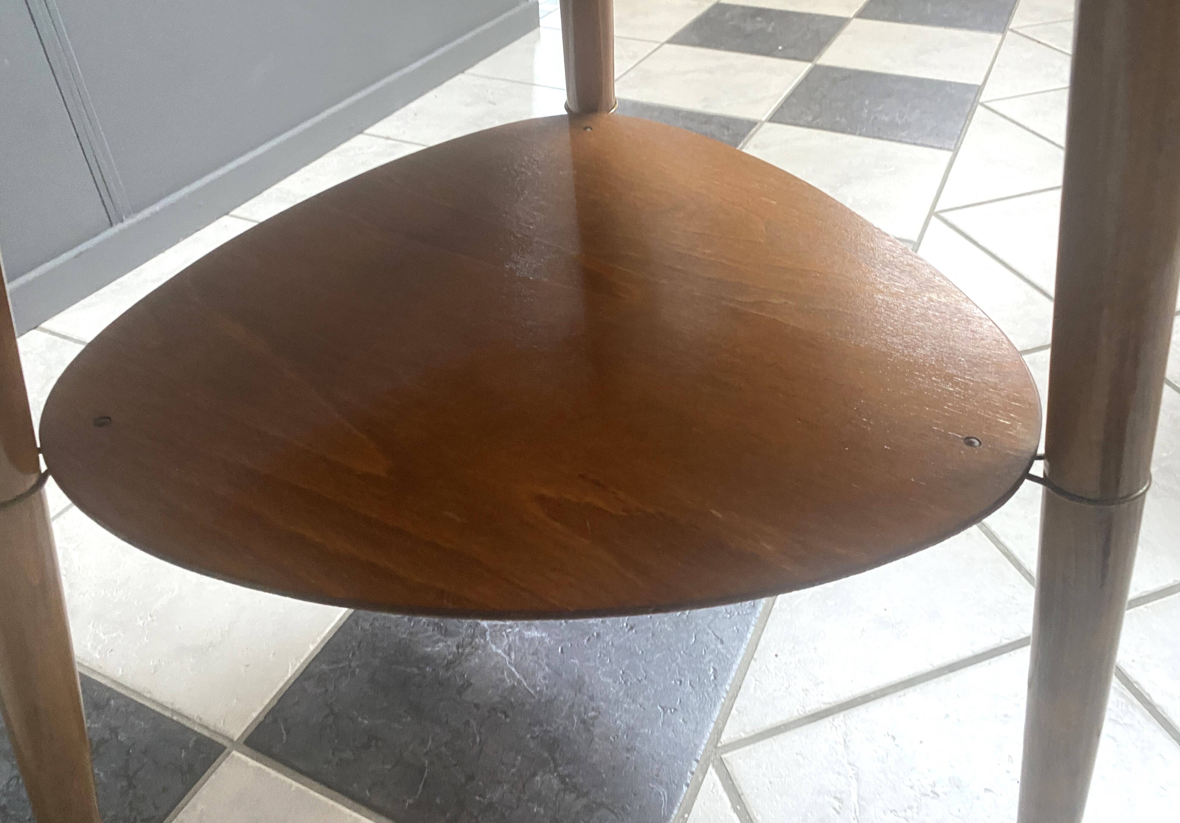 High wood coffee table,  triangle shape 1960s