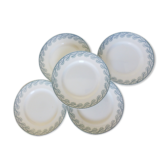 5 flat plates in iron earth from St Amand, Réjane model 210726