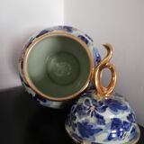 White and blue potiche bequet quaregnon