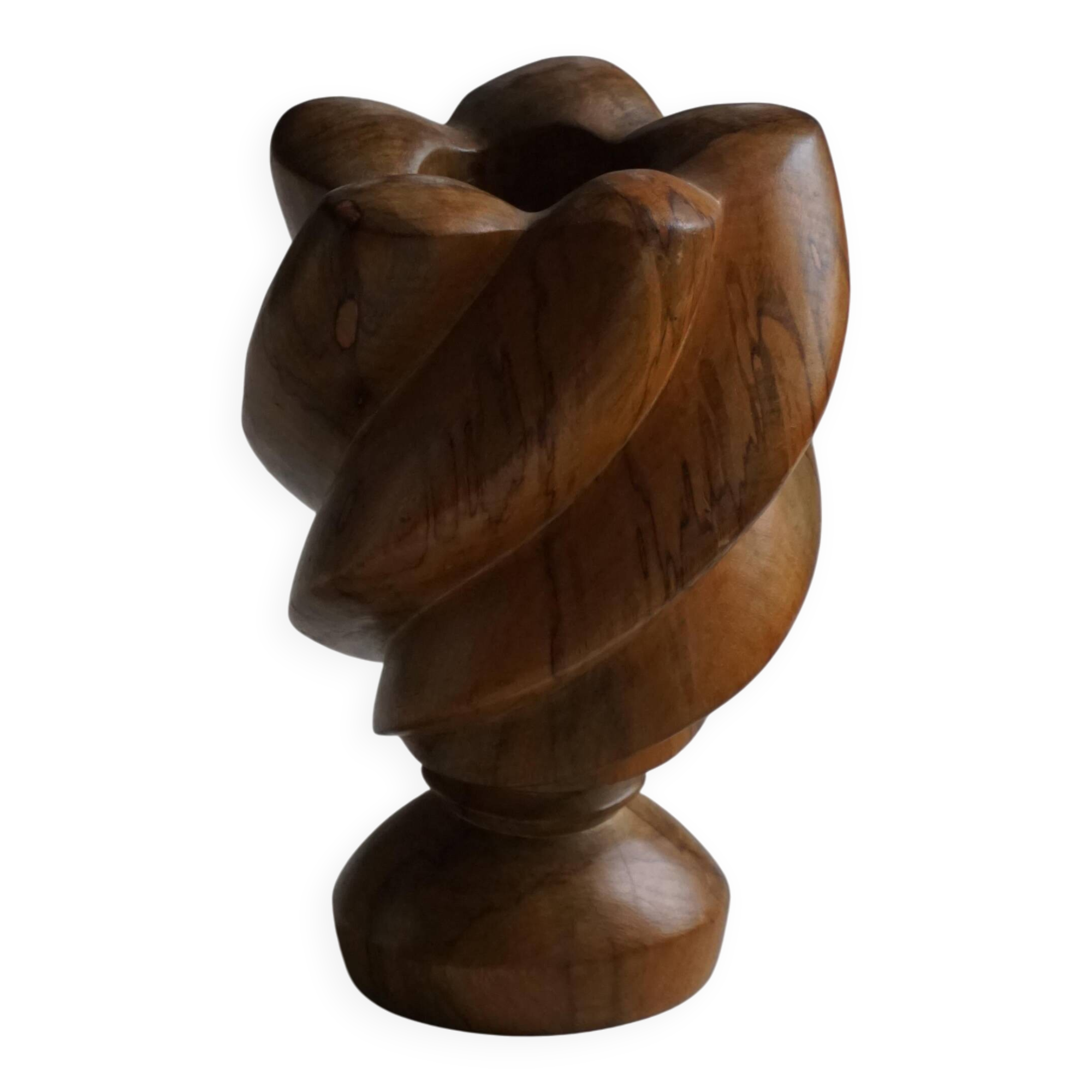 Scandinavian decorative wooden vase from the mid-20th century, 1960s.