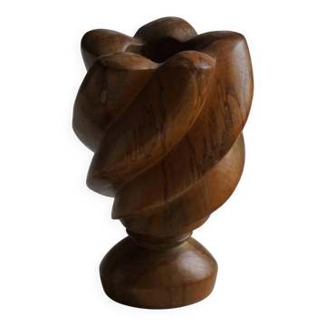 Scandinavian decorative wooden vase from the mid-20th century, 1960s.