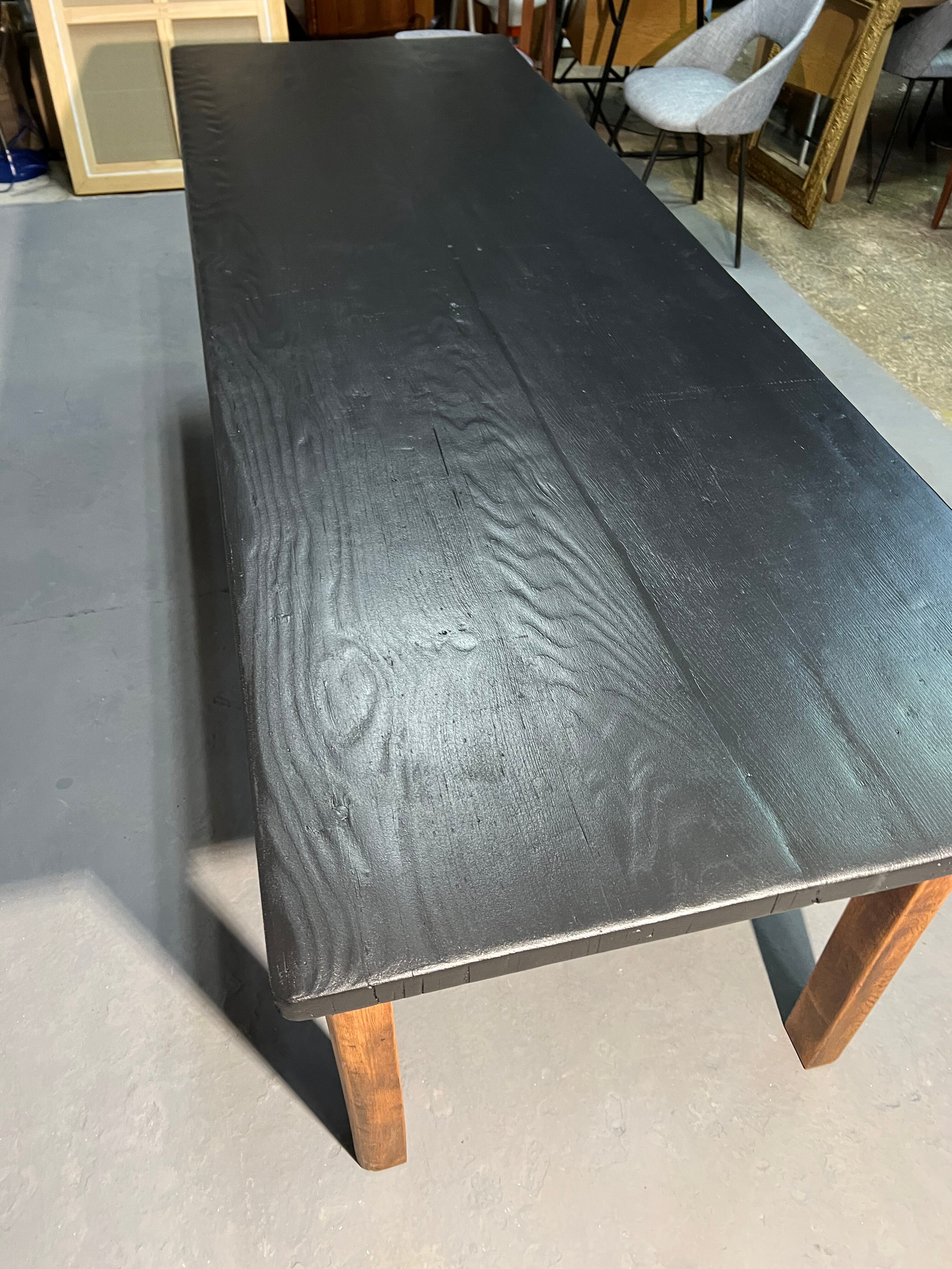 Farmhouse table, black top