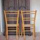 Pair of wooden chairs with vintage corded seats, vintage corded chair.