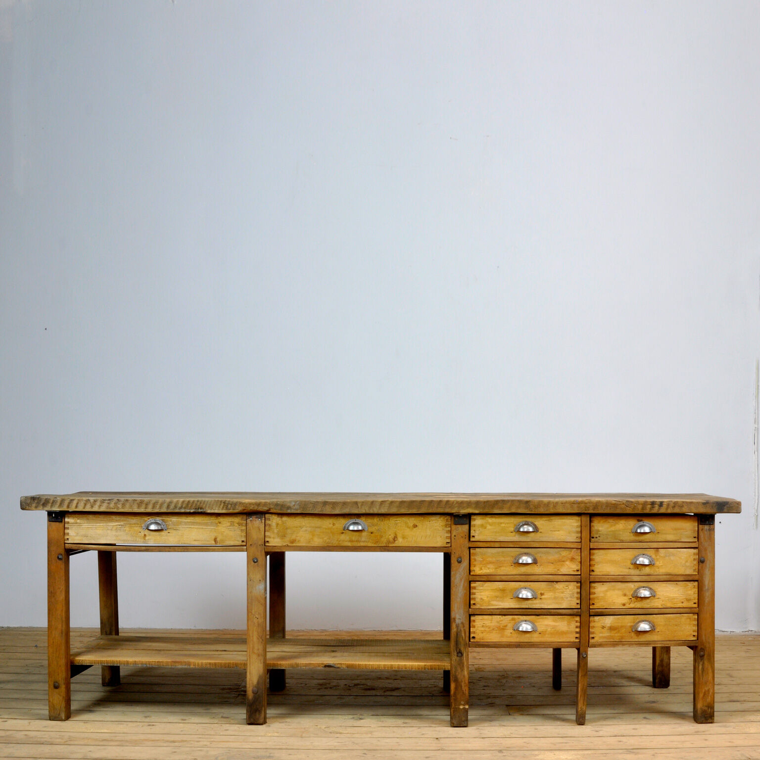 Table de travail industrielle en bois, années 1950