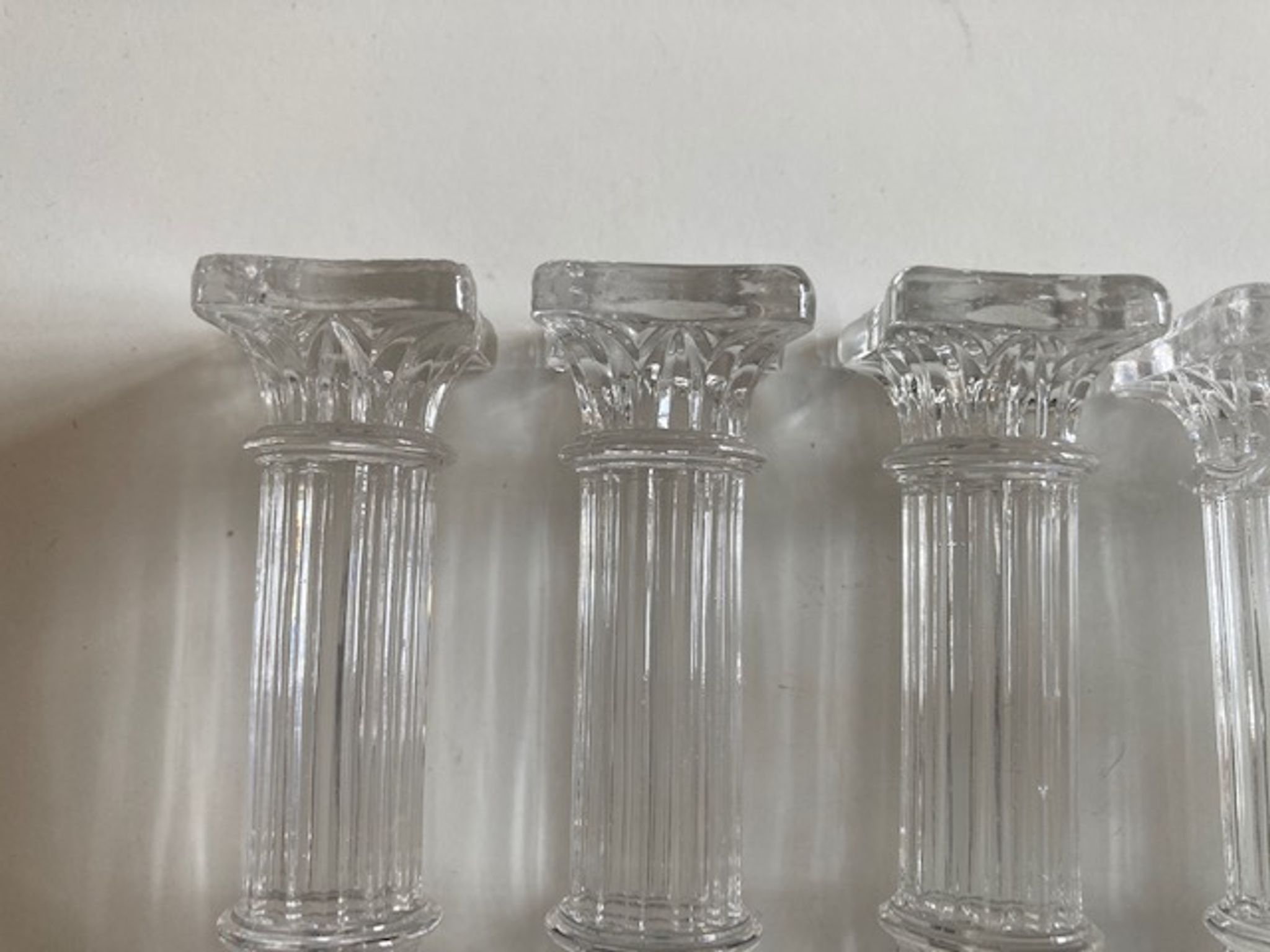 Set of 6 knife holder columns greek revival 1960 in ringing crystal