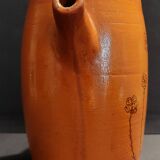 20th century ceramic chevrette enameled terracotta jug signed CM