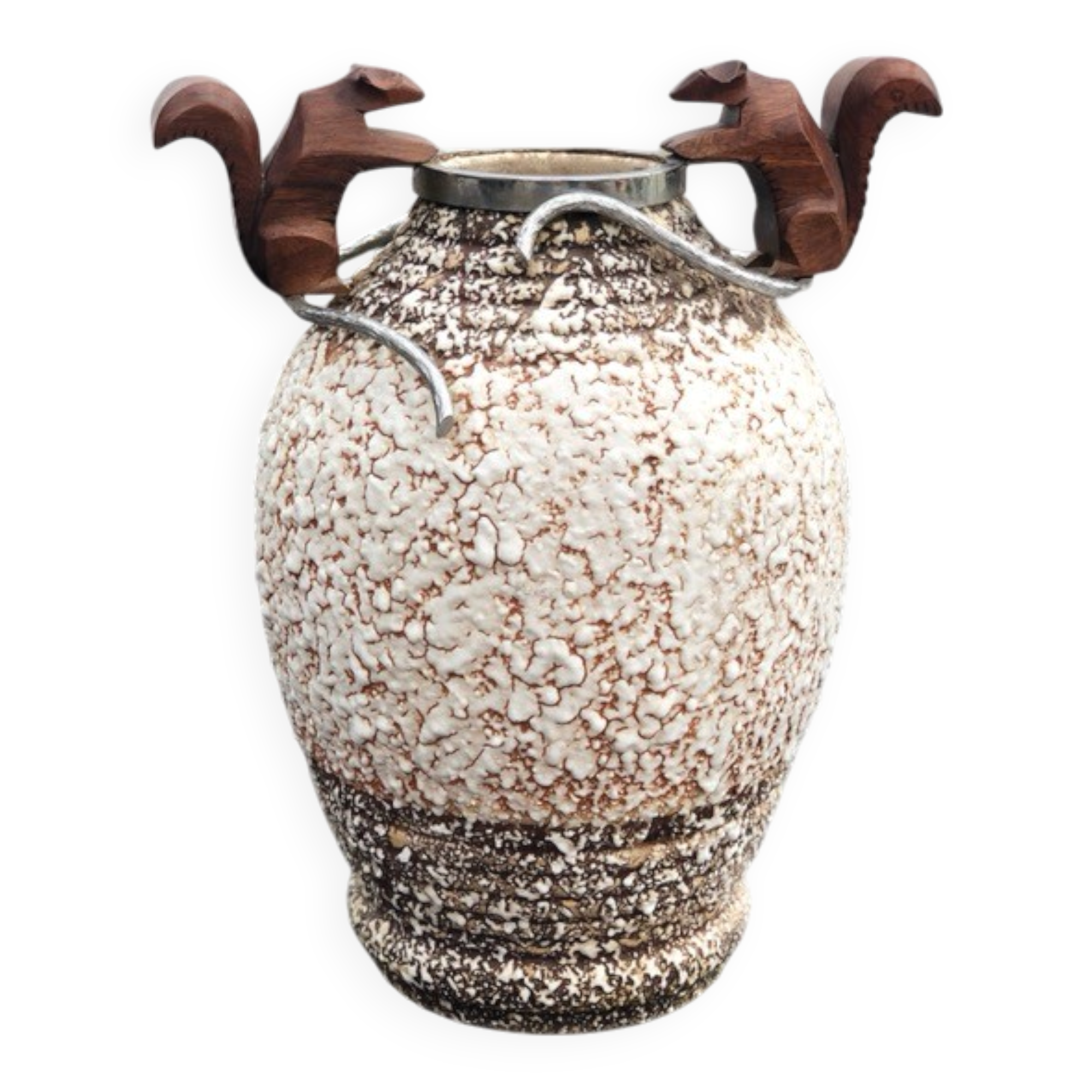 Lamp base Art Deco in Ceramic and Bronze by André Villien, 1930s