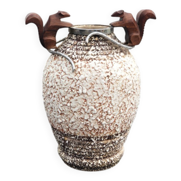 Pied de lampe   Art Déco en Céramique et Bronze par André Villien, 1930s