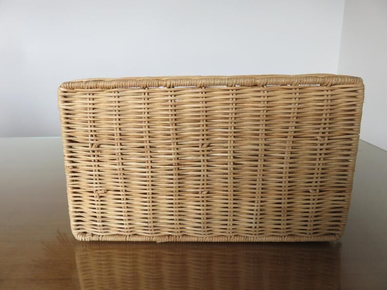 Wall-mounted rattan mail holder 70s