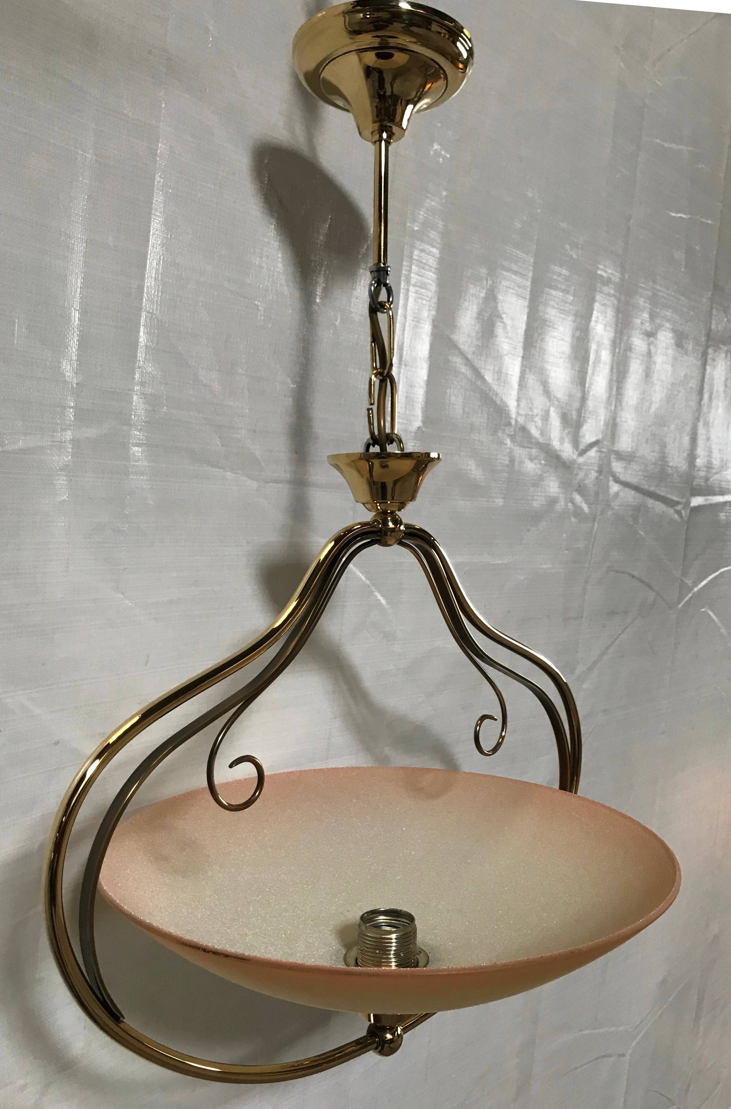 Early 20th Century Art Deco Style Brass Chandelier