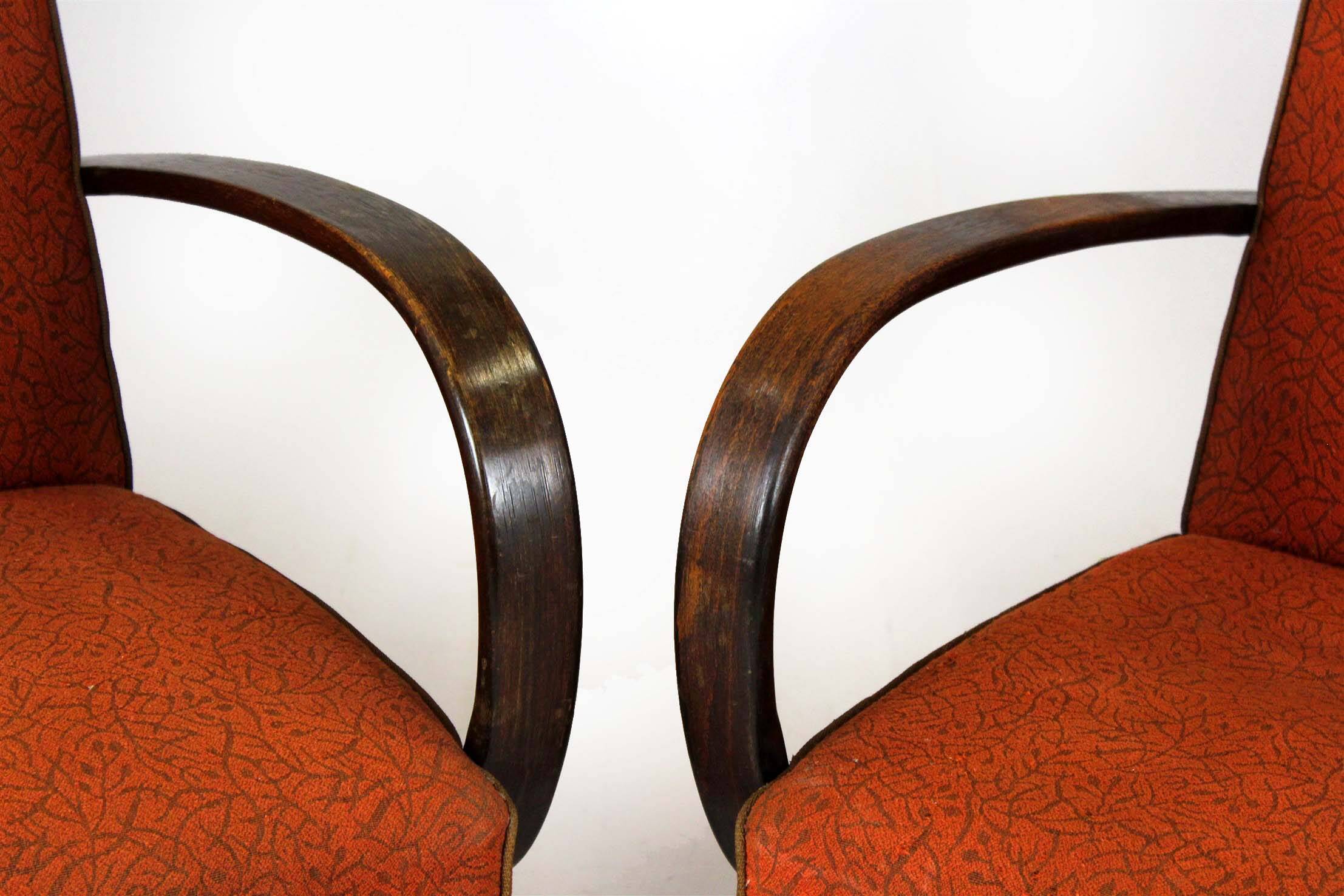 Czech Bentwood Lounge Chairs by J. Halabala for Up Závody, 1950s, Set of 2