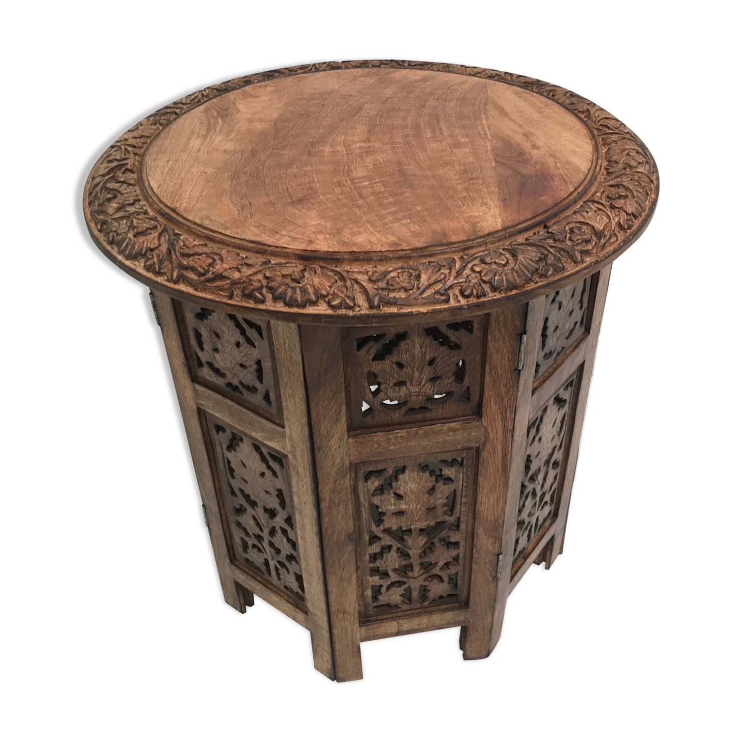 Exotic wooden coffee table carved molding