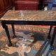 Console sofa back solid wood carved marble yellow vein Indochina late nineteenth