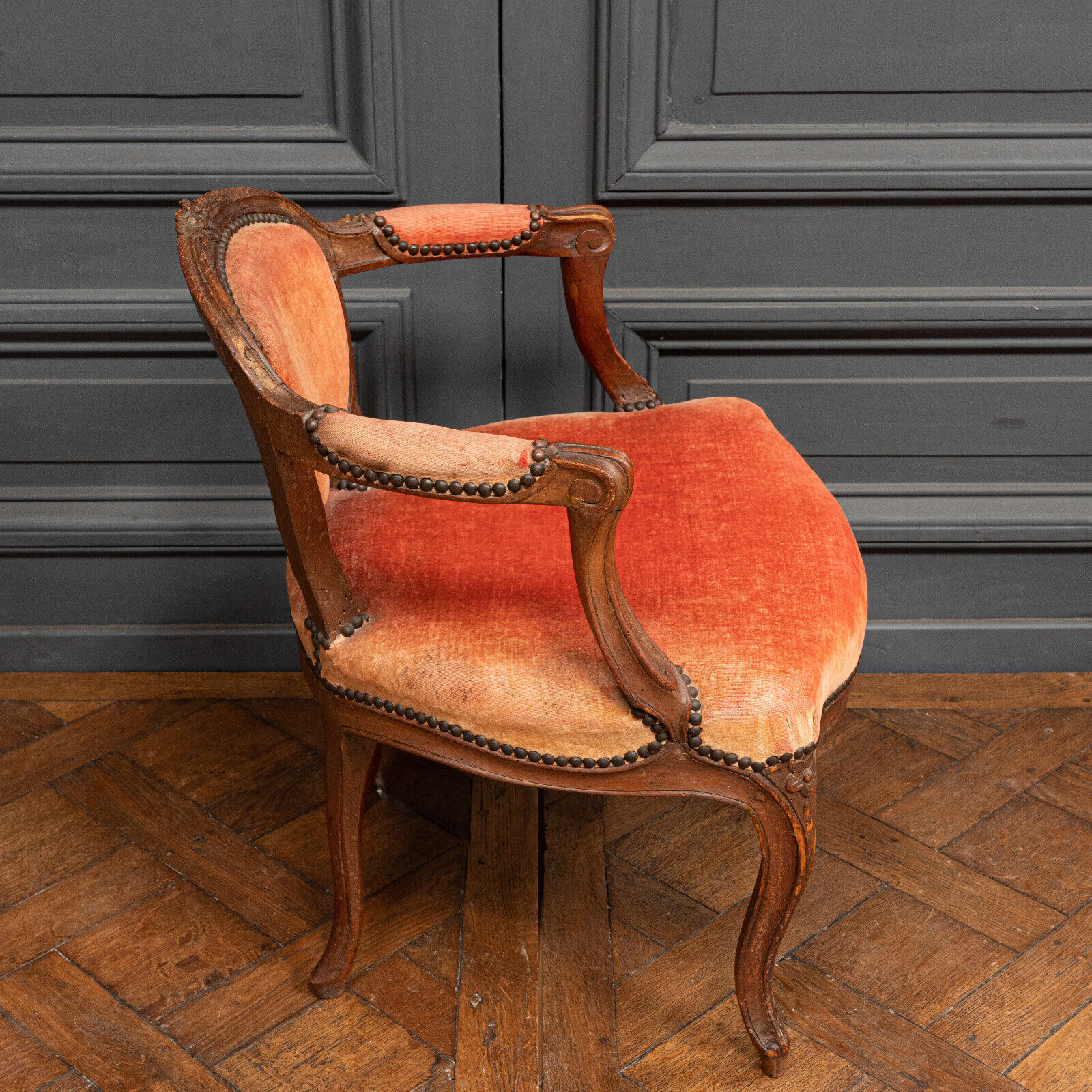 Small convertible armchair Louis XV style late nineteenth velvet