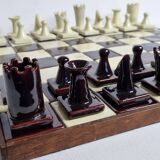 Original chess set in glazed terracotta, signed and numbered