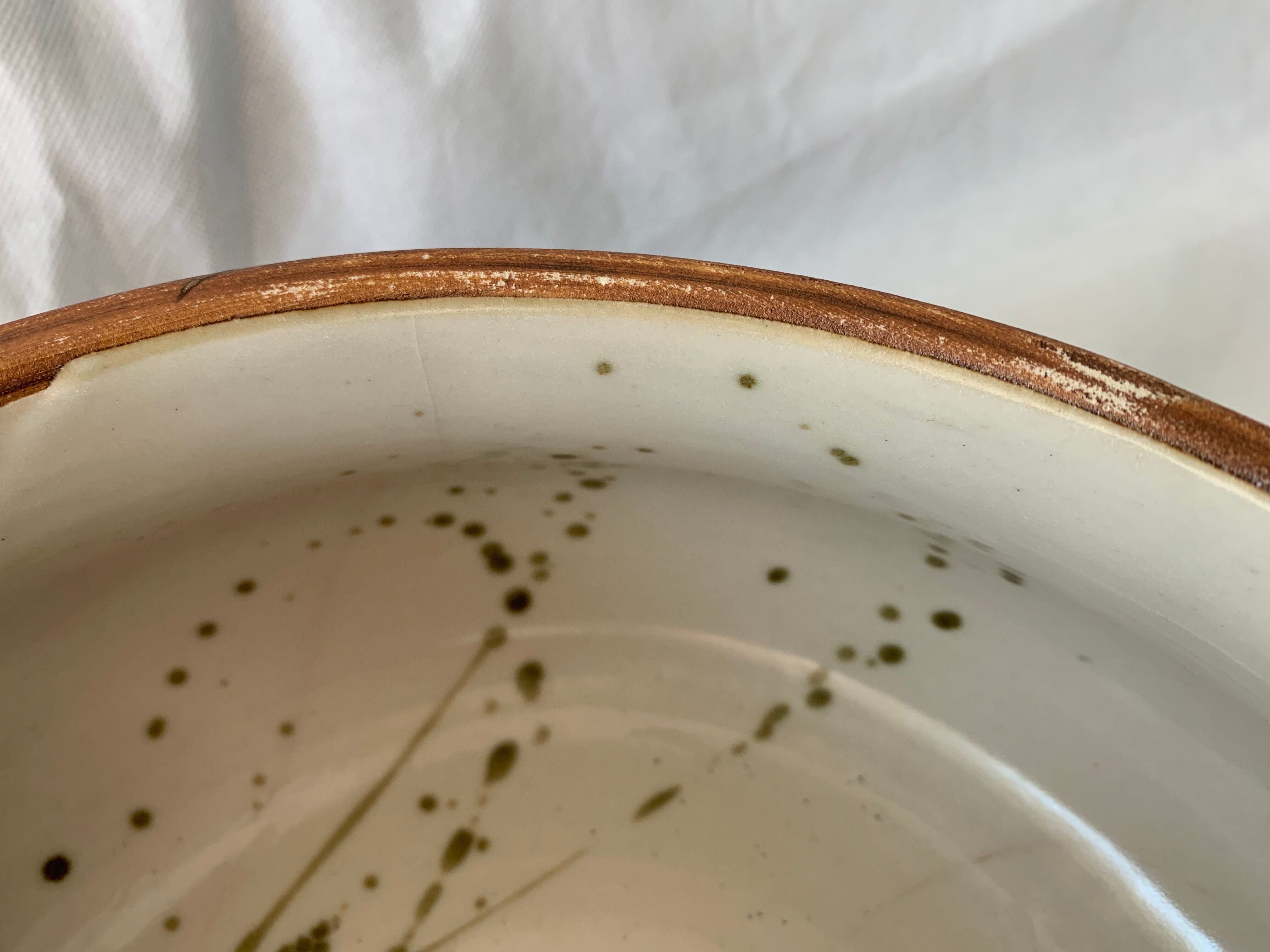 Service dish enamelled sandstone Pottery of the Vallauris Dove