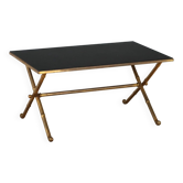 Table basse années 1950-60 avec base en laiton
