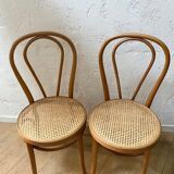 Pair of tanned bistro chairs