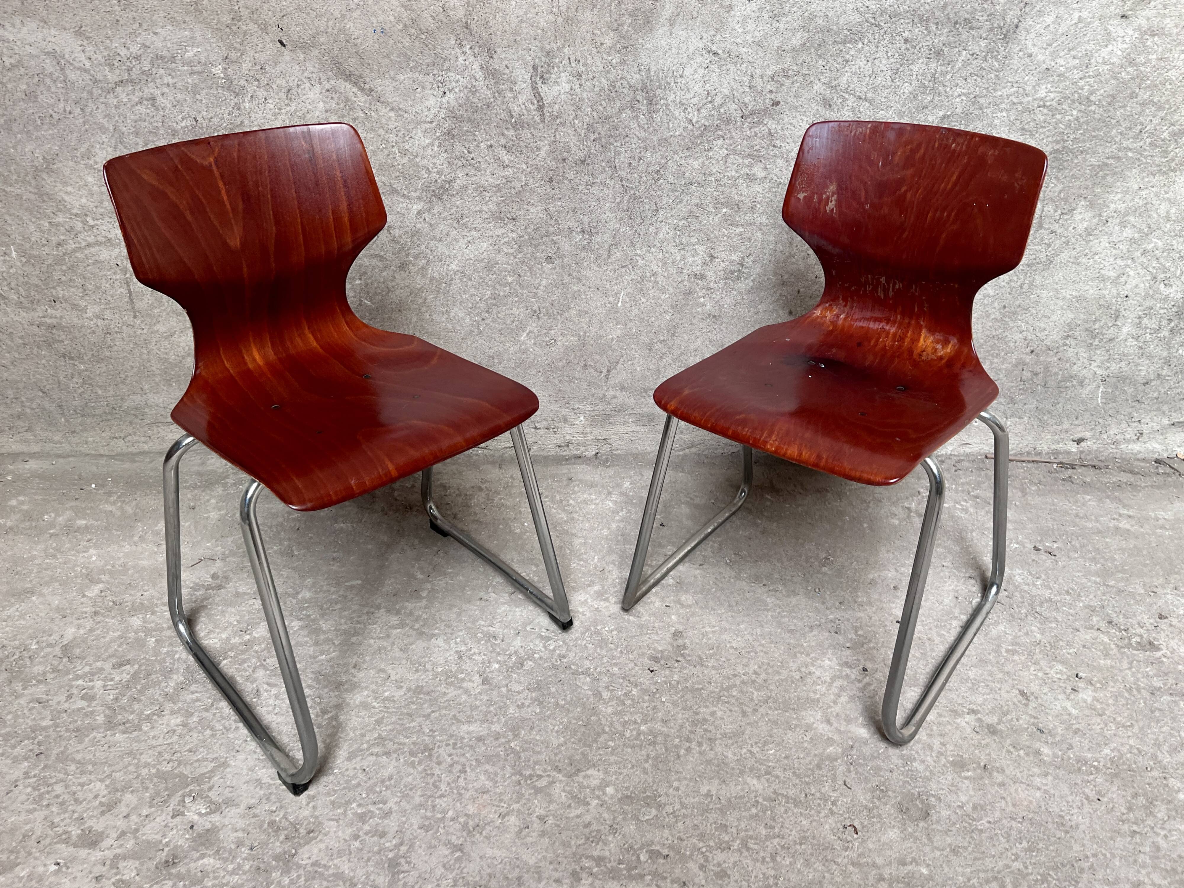 pair of vintage Flötotto chairs in pagwood 1970