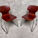 pair of vintage Flötotto chairs in pagwood 1970