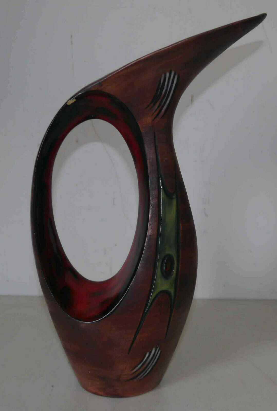 Pitcher carafe broc zoomorphic enamelled ceramic