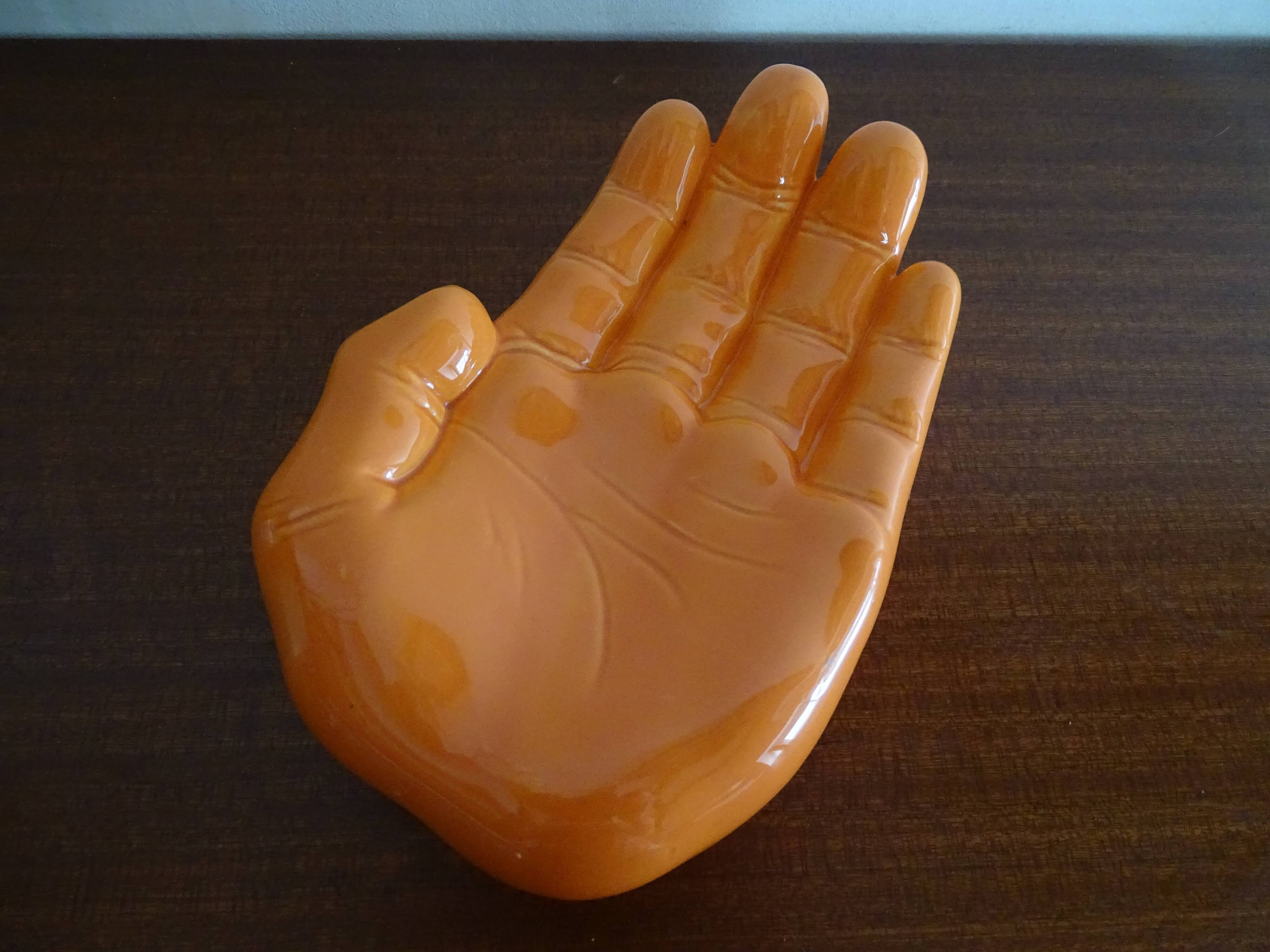 Empty pocket hand vintage ceramic orange