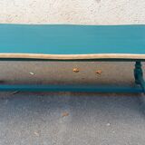 Wood and blue coffee table