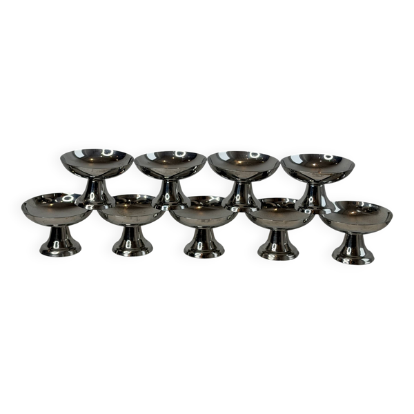 Lot de 9 coupelles en inox