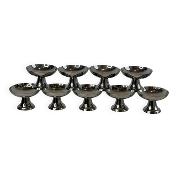 Lot de 9 coupelles en inox