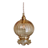 Vintage amber glass globe pendant light
