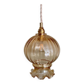 Vintage amber glass globe pendant light