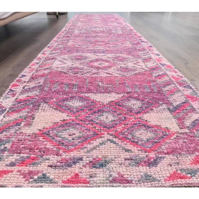 Vintage Turkish hand-knotted runner 78x340