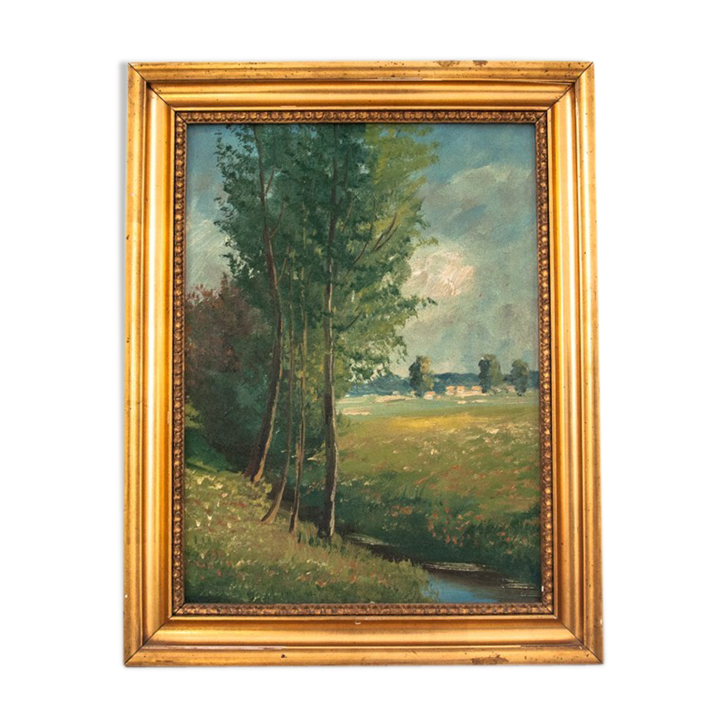 "Stream in the meadow" painting