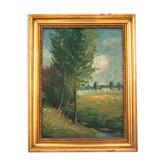 "Stream in the meadow" painting