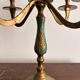Antique Pair of Candle Holders Chandelier 5 Arms Gilded Brass Enamelled Blue