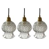 Set of three new electrified chiseled glass suspensions