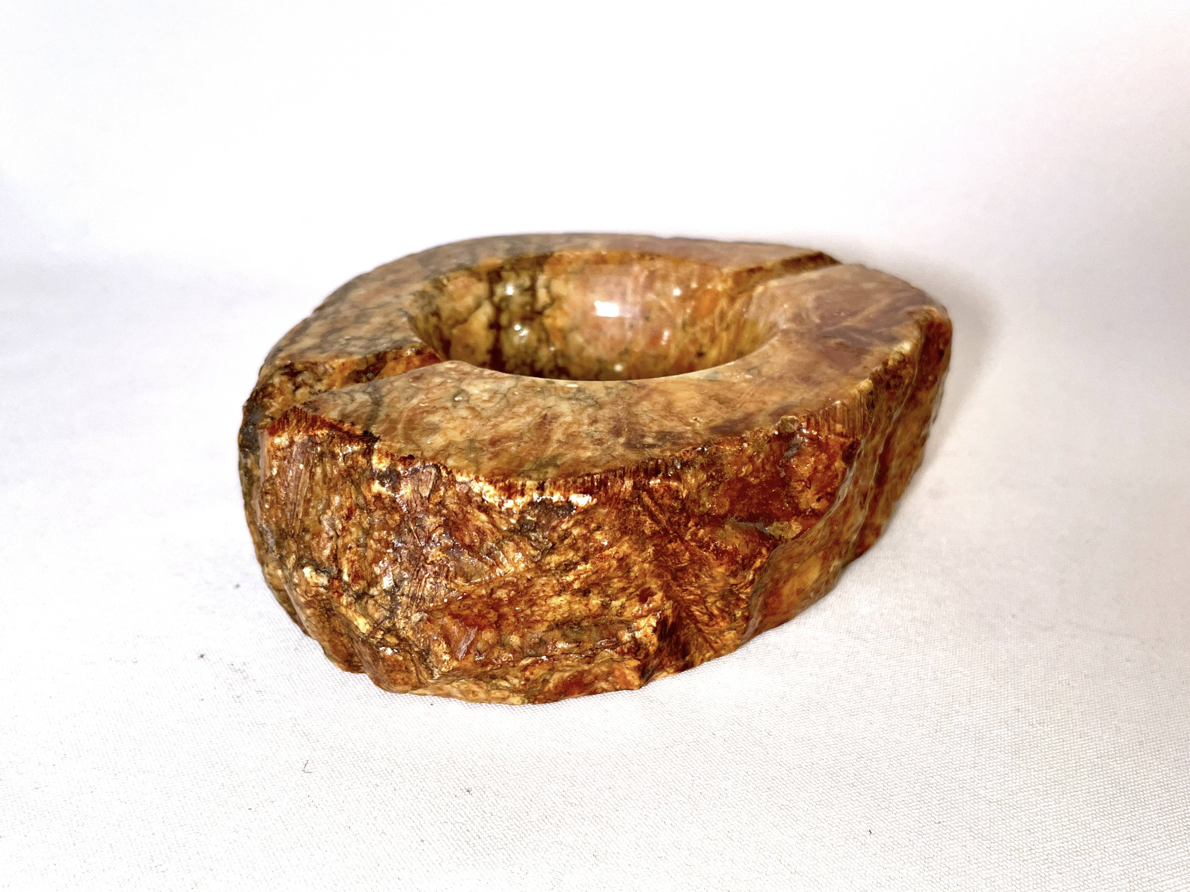 Vintage ochre alabaster ashtray by Romano Bianchi vintage 1960 marble