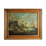 Flemish School, "Landscape of the Countryside", oil on canvas, seventeenth century