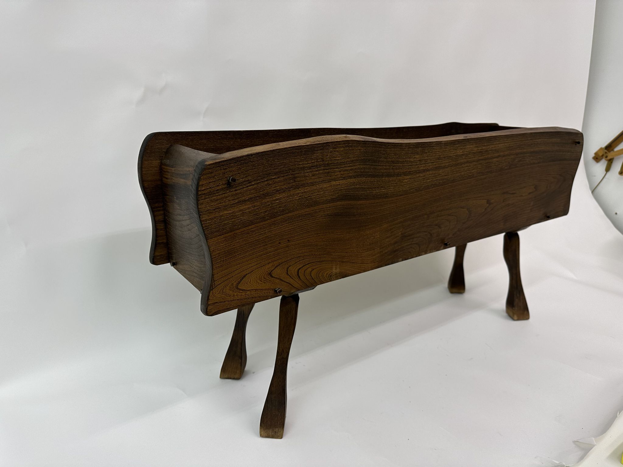 Brutalist solid wooden flower plante, 1970's