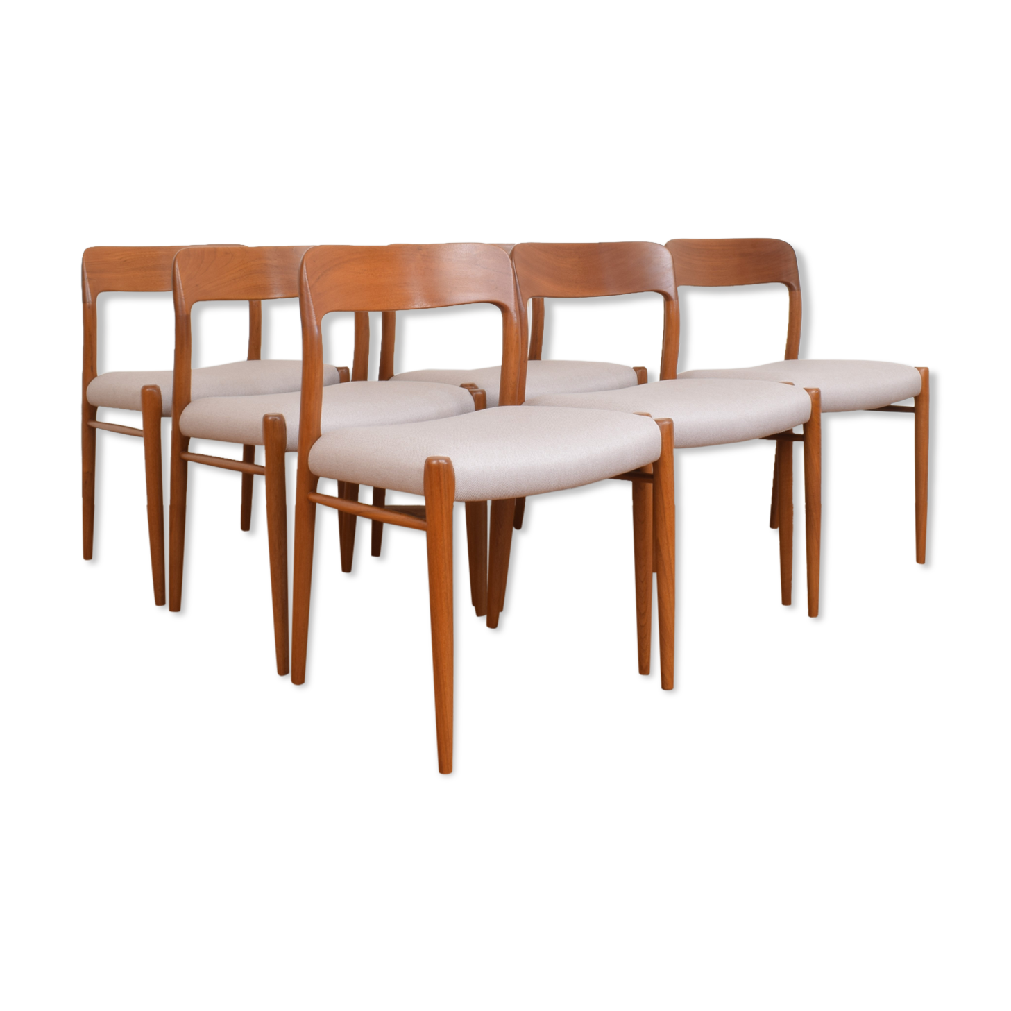 Danish Teak Dining Chair Model 75 by Niels Otto Møller for J.L. Møllers, 1960s, Set of 6.